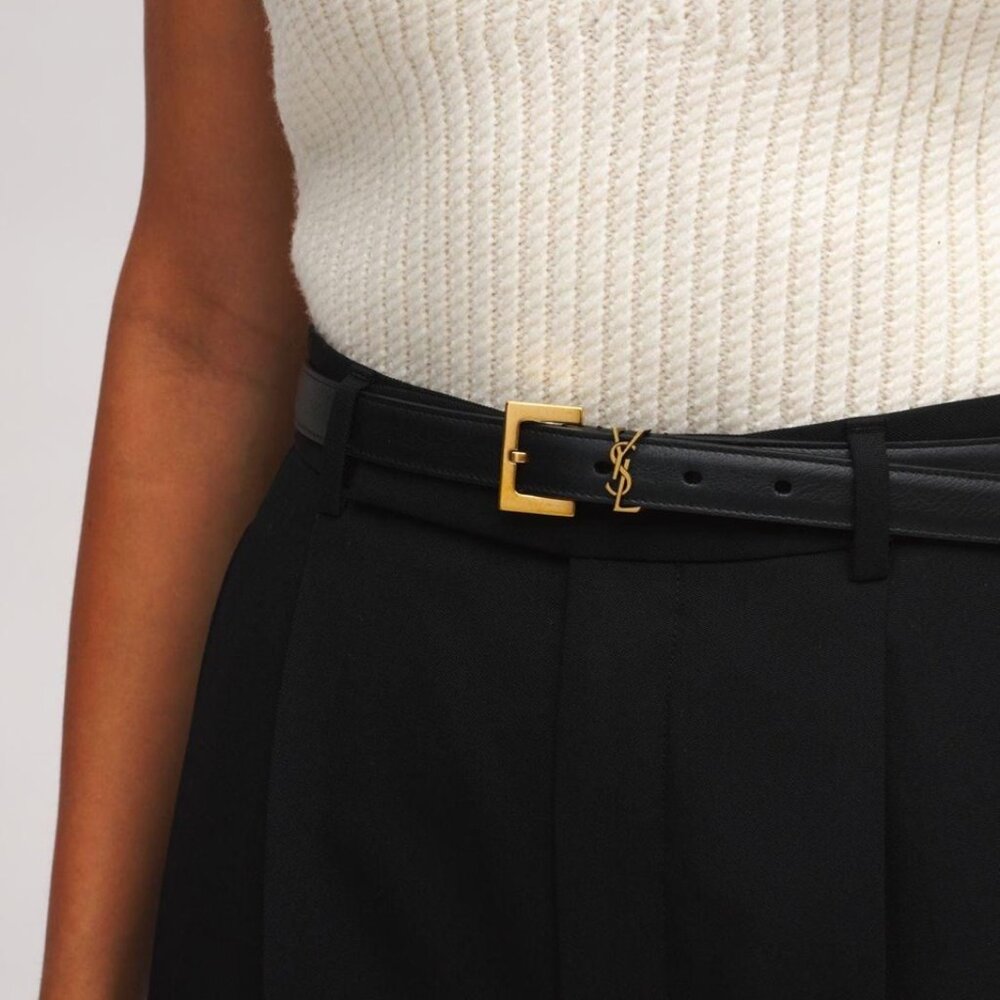 Saint Laurent YSL Monogram Leather Belt